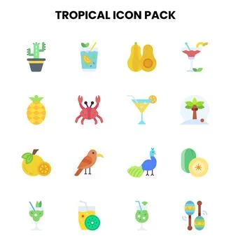 Tropical Flat Bundle Icons Pack イラスト素材
