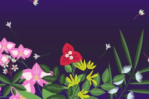 Tropical floral background Stock Illustration