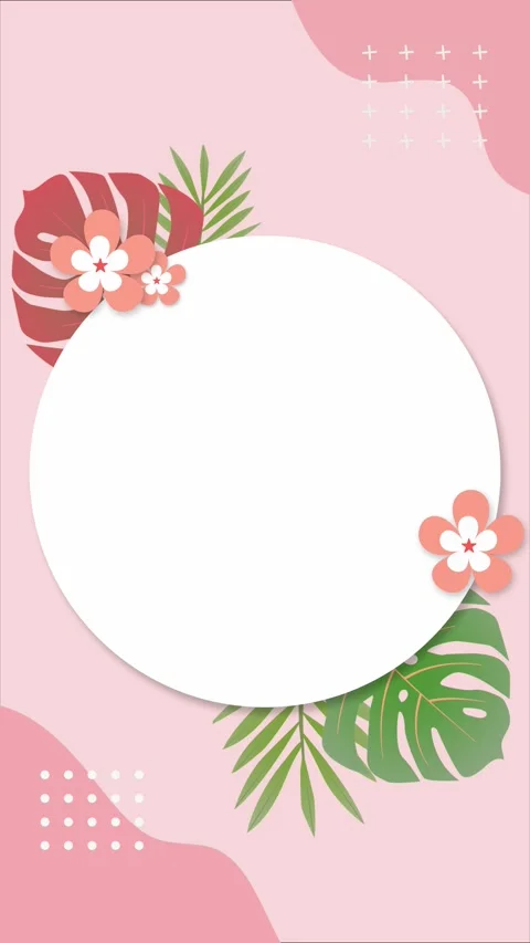 Tropical Floral Circle Frame Animation Background for Social Media Content Stock-Footage 336800246