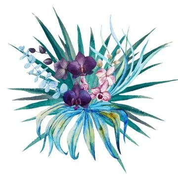 Tropical floral composition Stock Illustration