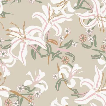 Tropical Floral Seamless Pattern Design Background Stock Illustration