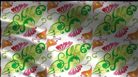 Tropical Floral Seamless Pattern Waving Silk Background Stock Footage 339178037