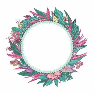 Tropical Floral Vector Frame Stock Illustration