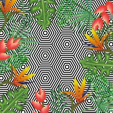 Tropical flower with abstract background desktop computer isolated icon Stock Illustration