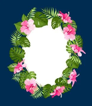Tropical flower frame Illustrazione stock
