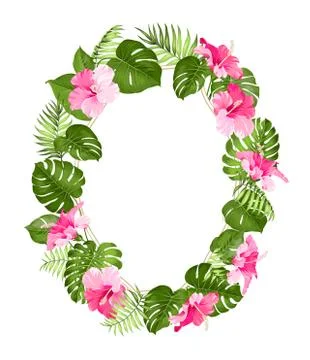 Tropical flower frame Illustrazione stock