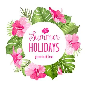 Tropical flower frame Illustrazione stock