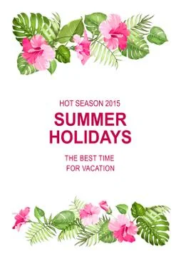 Tropical flower frame Stock Illustration
