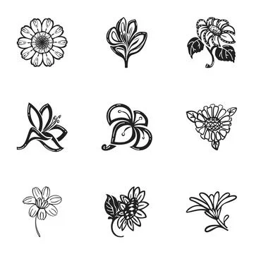 Tropical flower icon set, simple style Stock-Illustration
