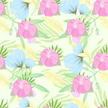 Tropical Flower Pattern. Vector Illustration Stock Illustration
