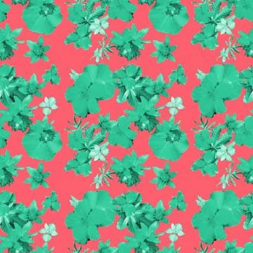 Tropical flower seamless pattern wallpaper summer plant leaves in trendy style Stock Illustration