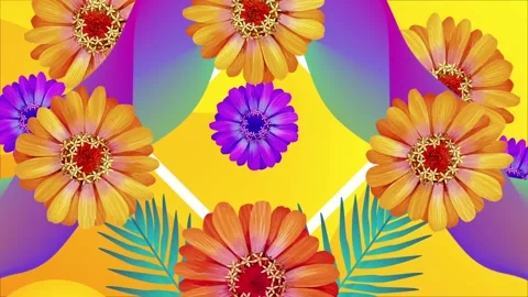 Tropical flowers and leaf background animation Stock Footage 260284248