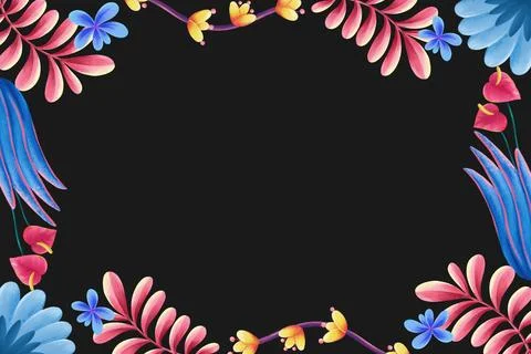 Tropical flowers frame background Stock Illustration