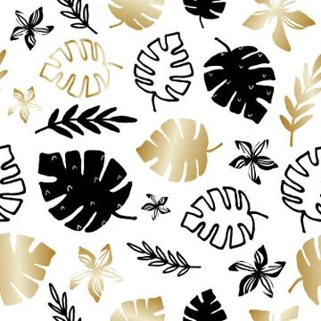 Tropical Foliage Seamless Pattern Stock Illustration