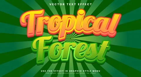 Tropical Forest 3d editable text effect Stock Illustration