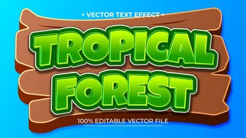 Tropical Forest 3d text effect premium vectors Stock Illustration