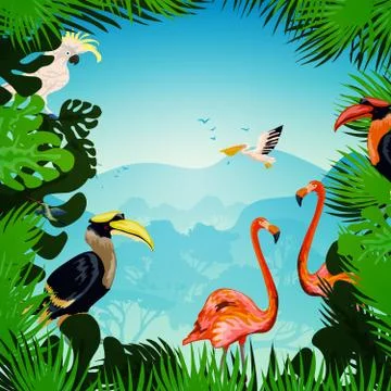 Tropical Forest Background Stock Illustration