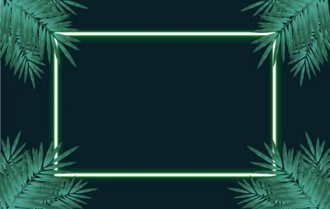 Tropical Forest With Square Frame On Black Background. Stock Illustration