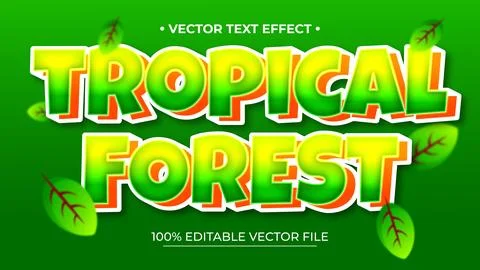 Tropical Forest text effect 3d and editable text effect with shield and lea.. Stock Illustration