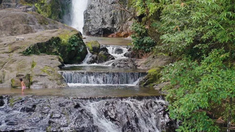 Tropical forest waterfall in deep forest nature scenen Stock-Footage 286017853