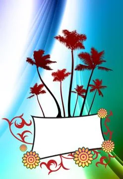 Tropical Frame on Abstract Color Background Stock Illustration