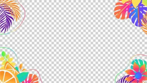 Tropical frame is being shown in flat design featuring leaves  and  orange slice Stock Illustration