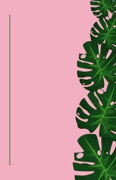 Tropical frame decorative with green leafs in pink background Ilustração Stock