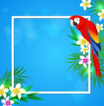 Tropical frame with parrot Stockillustratie