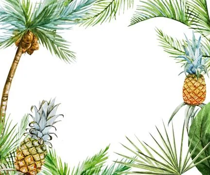 Tropical frame raster Stock Illustration