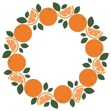 Tropical frame of ripe oranges and foliage Stock Illustration