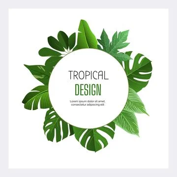Tropical frame. Round border with copy space for text and exotic palm tree Stock Illustration