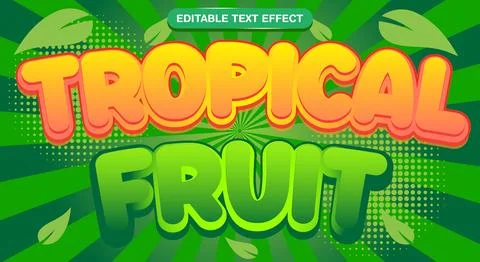 Tropical fruit 3d editable text effect Stock Illustration