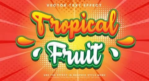 Tropical fruit 3d editable text effect Template Stock Illustration