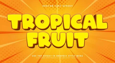 Tropical Fruit 3d editable text effect Stock Illustration
