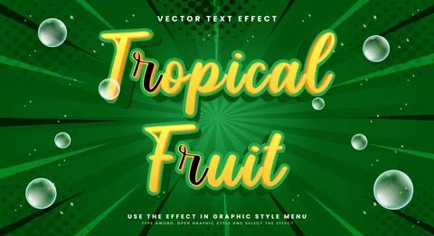 Tropical Fruit 3d editable text effect template Stock Illustration