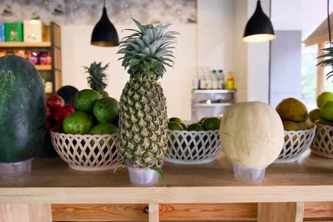 Tropical Fruit Bar Display Stock Photos
