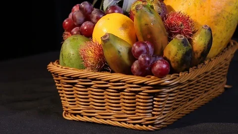 Tropical Fruit Basket Stock Footage 123307032