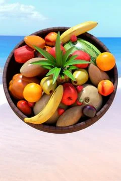 Tropical fruit basket Stock Illustration