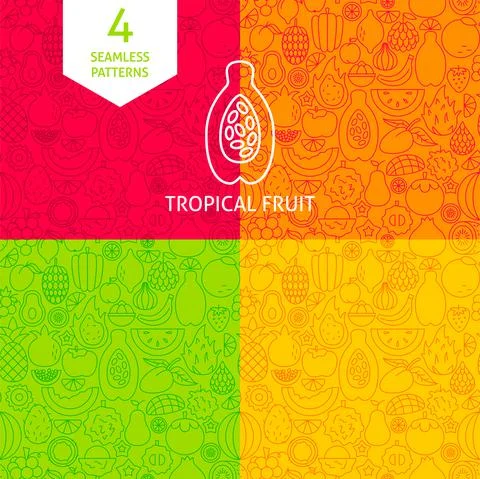Tropical Fruit Day Patterns Stock Illustration