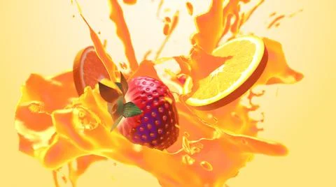 Tropical fruit juice splash background Illustrazione stock
