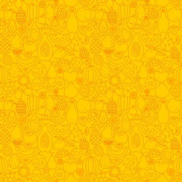Tropical Fruit Line Seamless Pattern Stock Illustration