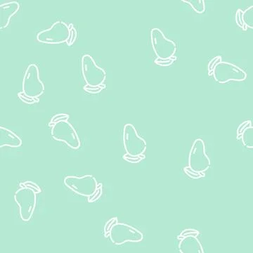 Tropical fruit mango line vector seamless pattern Stock Illustration