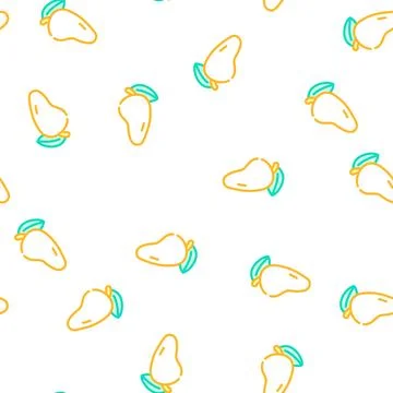 Tropical fruit mango vector seamless pattern Stock Illustration