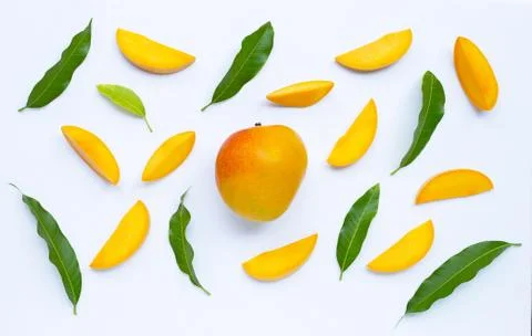 Tropical fruit, Mango  on white background. Stock Photos