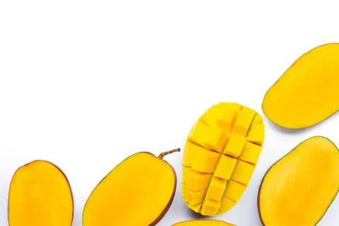Tropical fruit, Mango  on white background. Stock Photos
