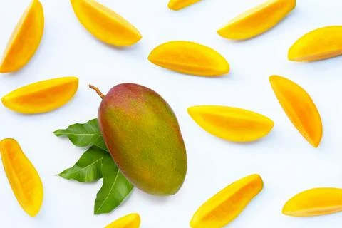 Tropical fruit, Mango  on white background. Stock Photos