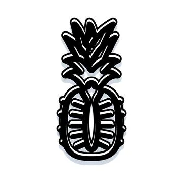 Tropical fruit pineapple black and white graphic design Stock Illustration