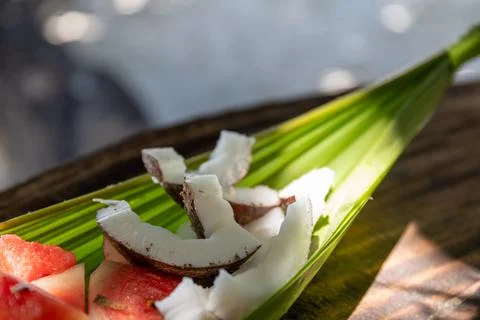Tropical fruit platter Stock Photos