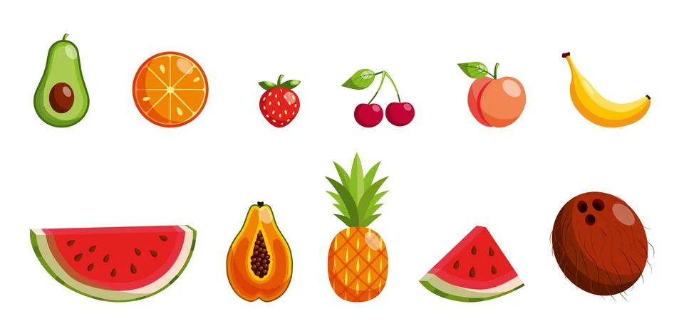 Tropical Fruit Set Stock Illustration