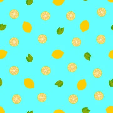 Tropical fruits, lemon, seamless pattern. Vector background for summer holida Illustrazione stock